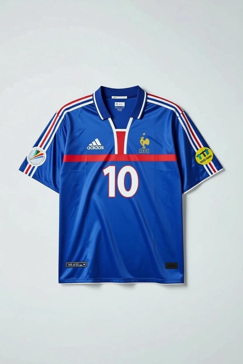 ZIDANE FRANCE 2000-01 HOME JERSEY SIGNATURE COLLAR FIVE SLEEVE