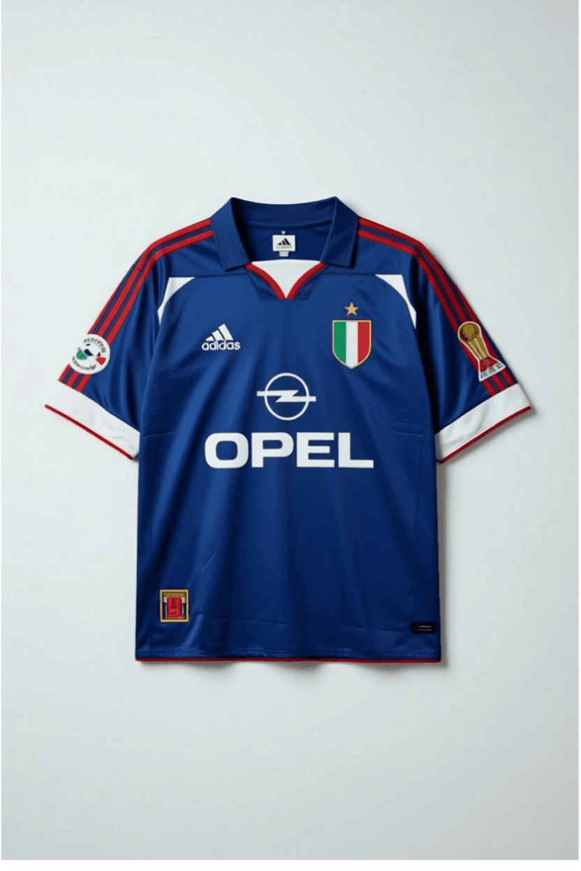 VINTAGE 1999-2000 AC MILAN MALDINI SIGNATURE COLLAR FIVE SLEEVE