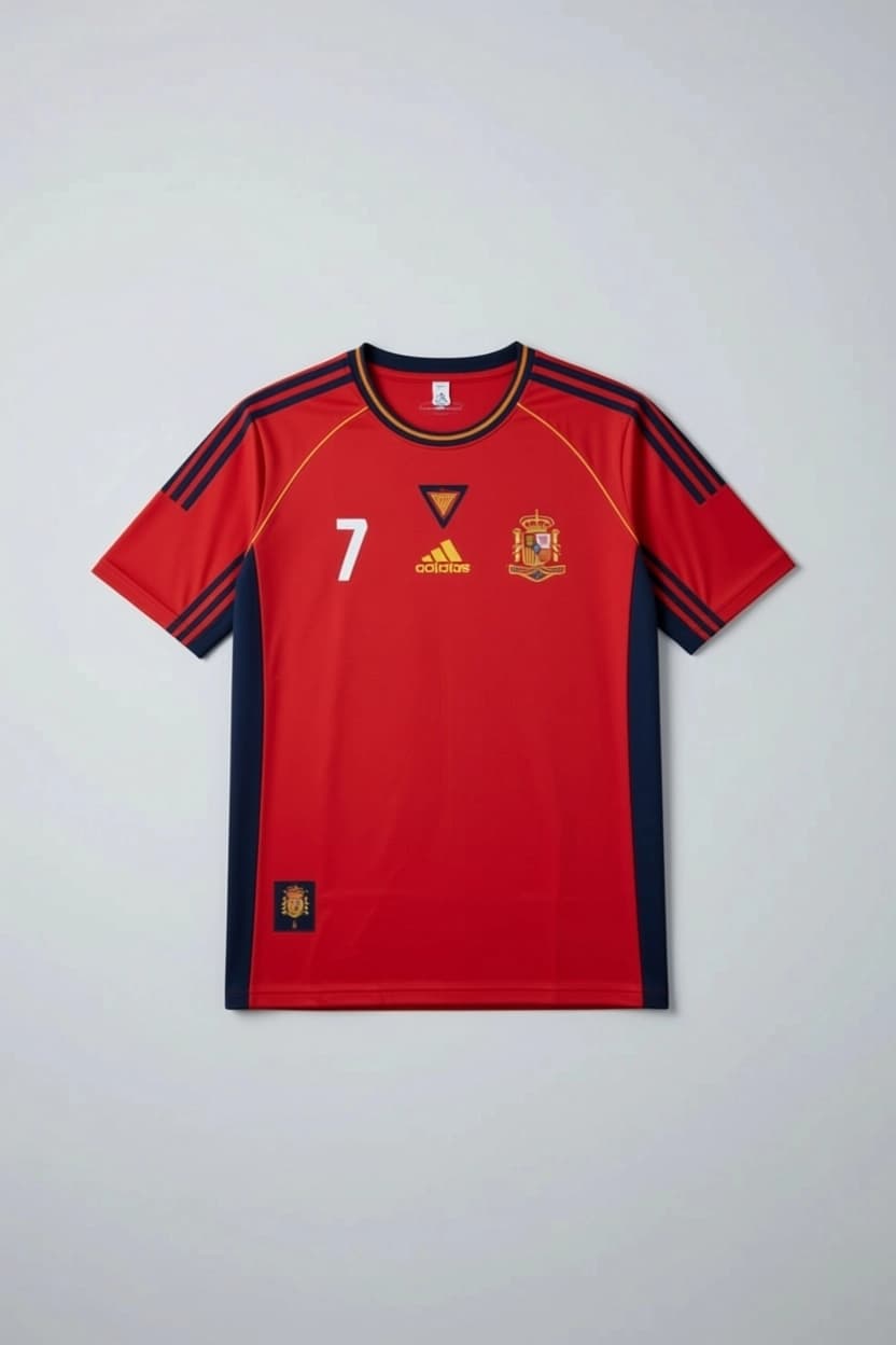 VINTAGE ADIDAS SPAIN NATIONAL TEAM JERSEY 1998-1999 FIVE SLEEVE 